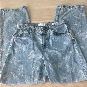 Butterfly Print Denim Jeans